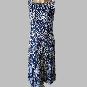 Haani Elegant Blue‎ and White Patterned Sleeveless Dress